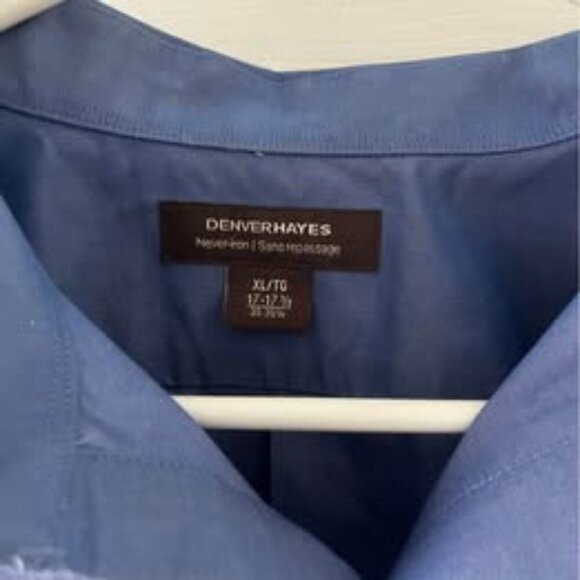 Denver Haynes Men Short Sleeve Button Up Shirt Blue Cotton Blend Size XL Casual - Picture 2 of 5